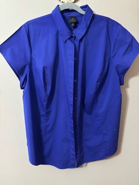 Worthington Vibrant Purple/Blue Button-Up Blouse